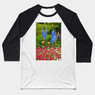 Blue Delphiniums Summer Flowers Baseball T-Shirt